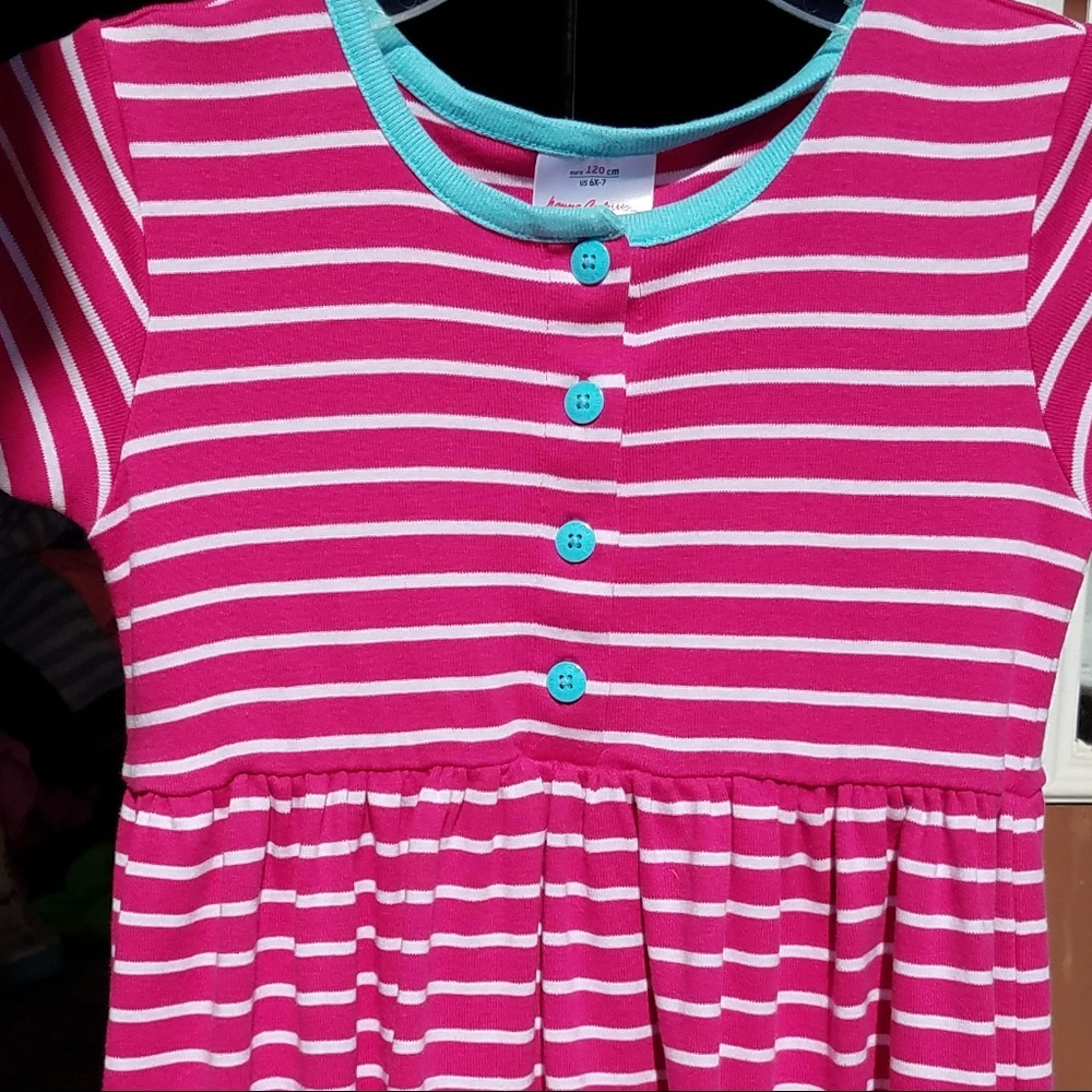 Pink/white stripe Hanna Andersson Dress 6x/7 EUC
